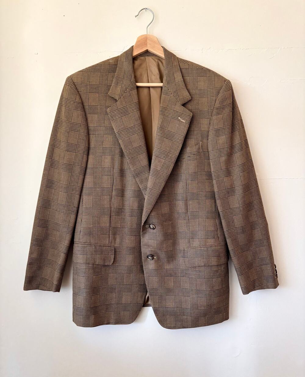 Ermenegildo Zegna Brown Plaid Silk/Wool Sport Coat Blazer (Made in Italy) Medium